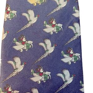 Balancine ‘The Tie Works’ Disney flying Mickey Mouse pheasant blue silk tie. EUC